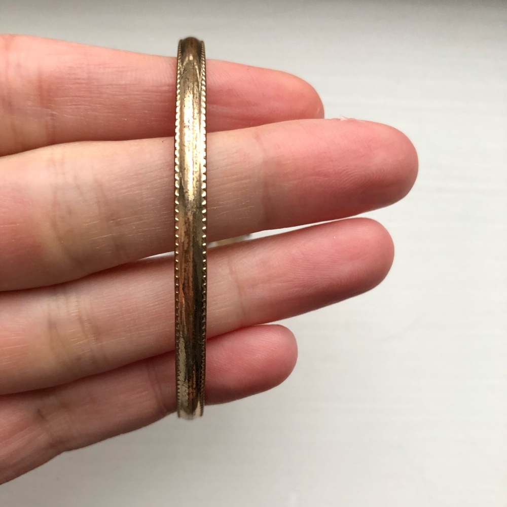 Vintage Thin Gold Stacking Bangle Charm Bracelet - image 3